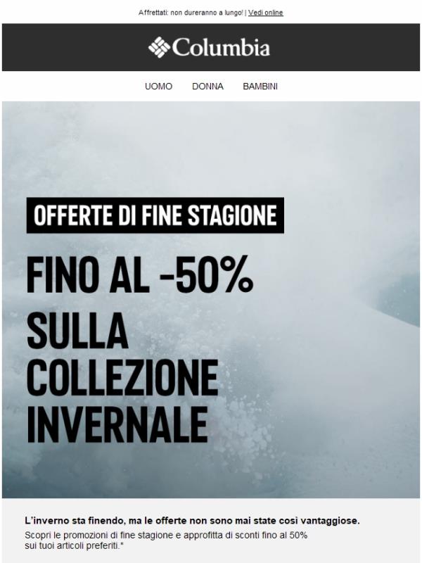 Offerte di fine stagione. Fino al 50% di sconto! 💥