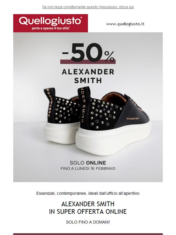 Ultime 48h Alexander Smith al -50% (solo online)