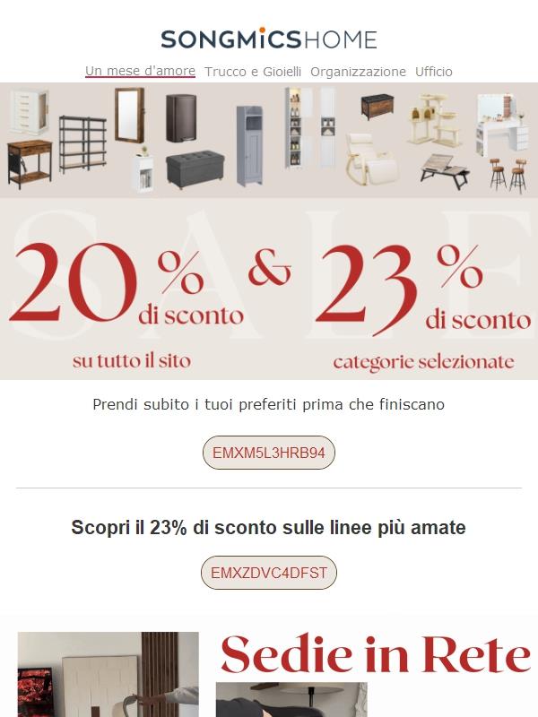 🎁Non perdere il 20% su tutto il sito (e il 23% sulle categorie top)