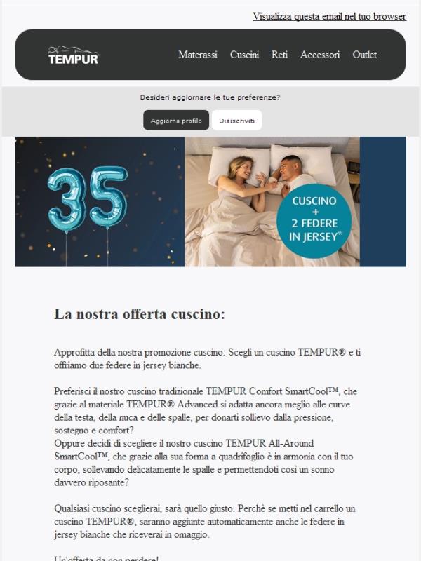 Promo del mese: Acquista un cuscino e ricevi due federe in omaggio!