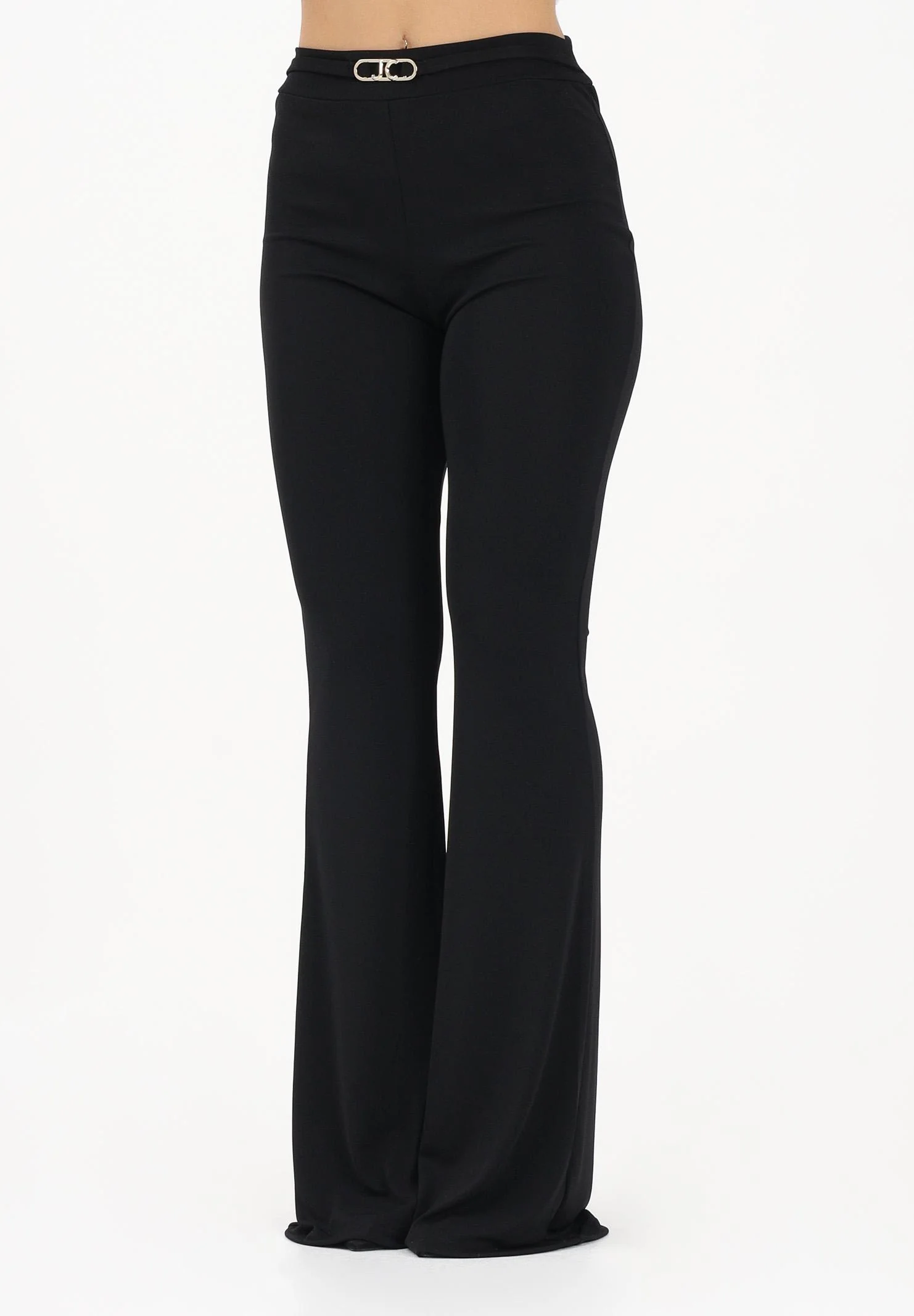 Image of JUST CAVALLI Leggings nero da donna con dettaglio gioiello