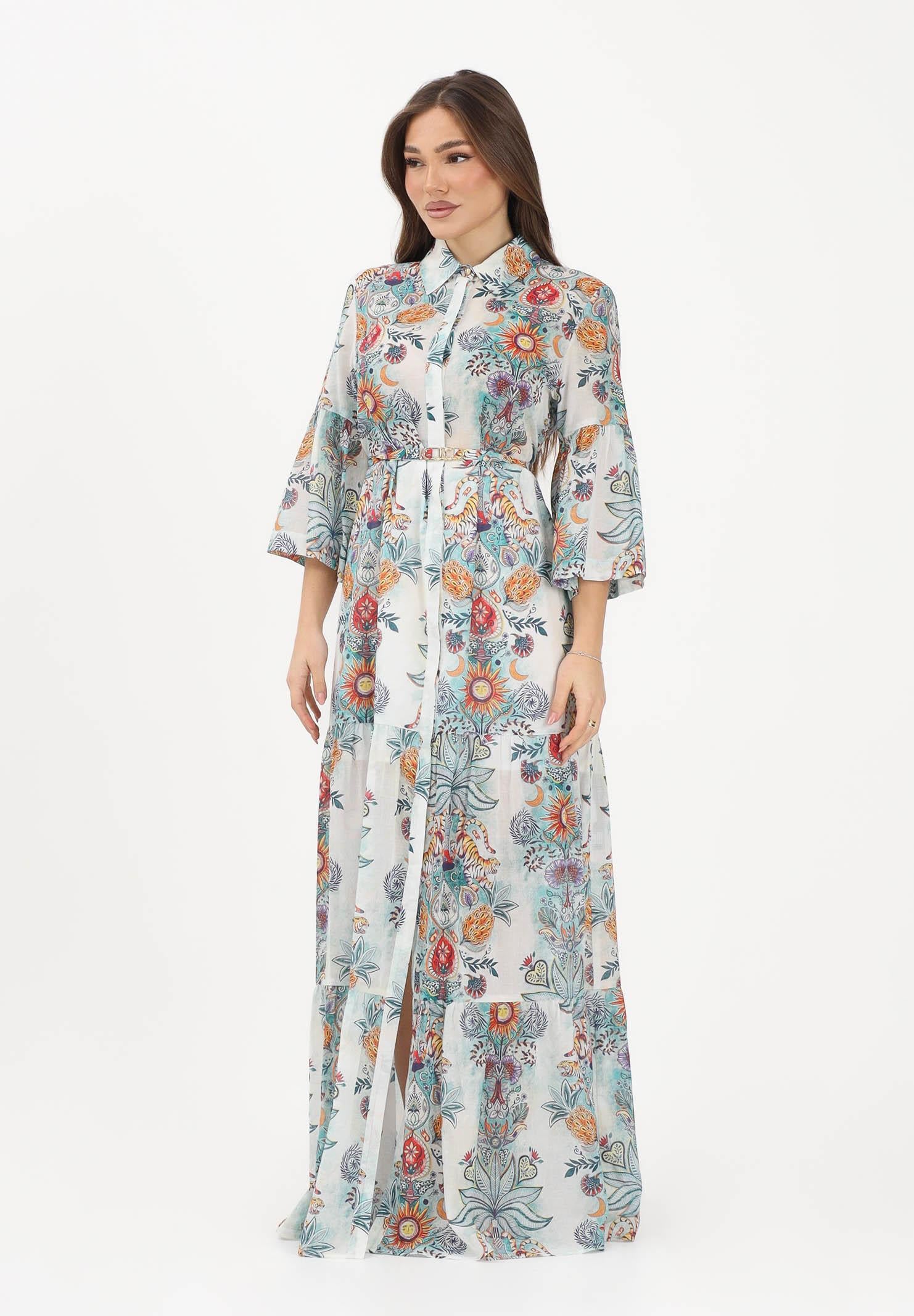 Image of JUST CAVALLI Abito lungo azzurro da donna con fantasia