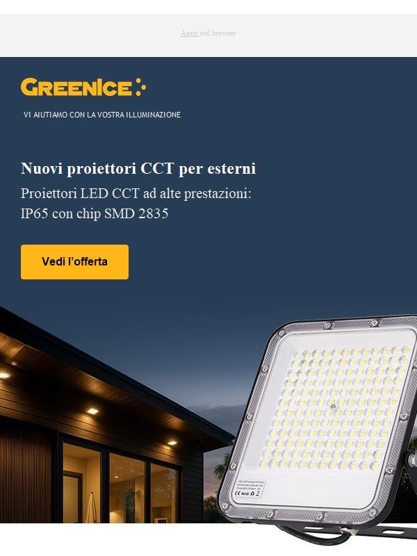 Proiettori LED per esterni con CCT (temperatura di colore correlata) per una luce ideale.