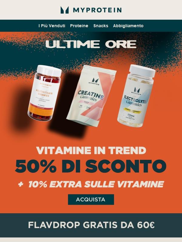 Scade Presto ⏰ -50% + 10% Extra sulle Vitamine