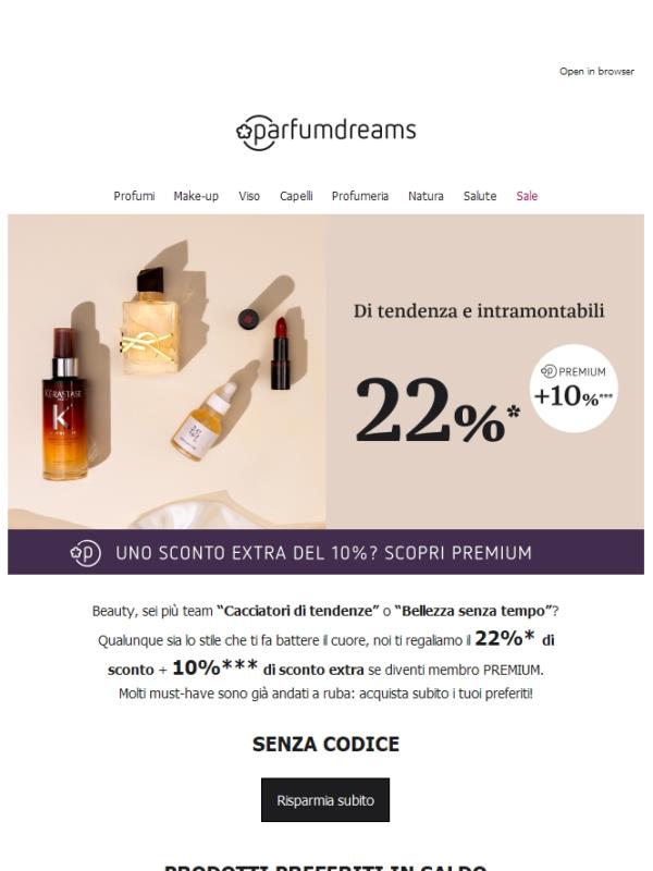 22% + 10% di sconto extra su prodotti di tendenza e grandi classici beauty💄