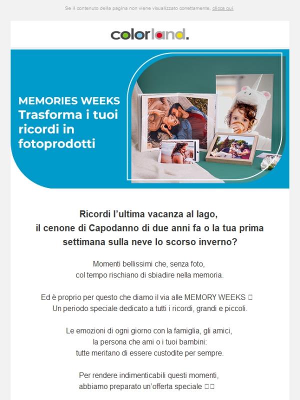 Ci siamo: arrivano le MEMORIES WEEKS!