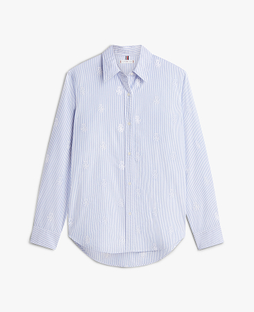 Camicia Oxford relaxed fit con stemma TH
