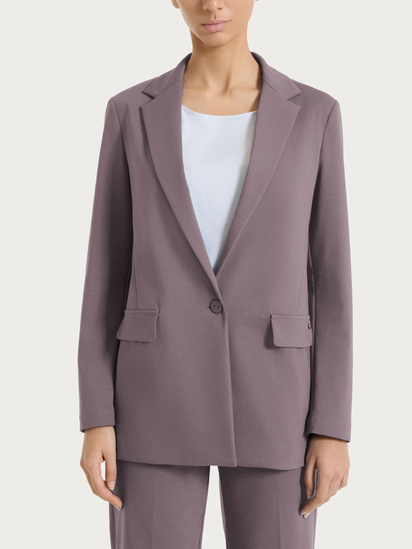 Image of Blazer monopetto in Compact Light - Plum Truffle