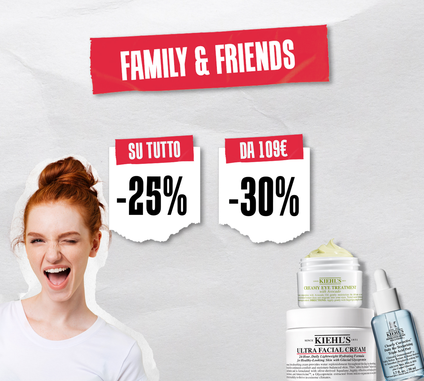 Visual del Family & Friends, -25% su tutto, -30% a partire da 109&euro; di spesa