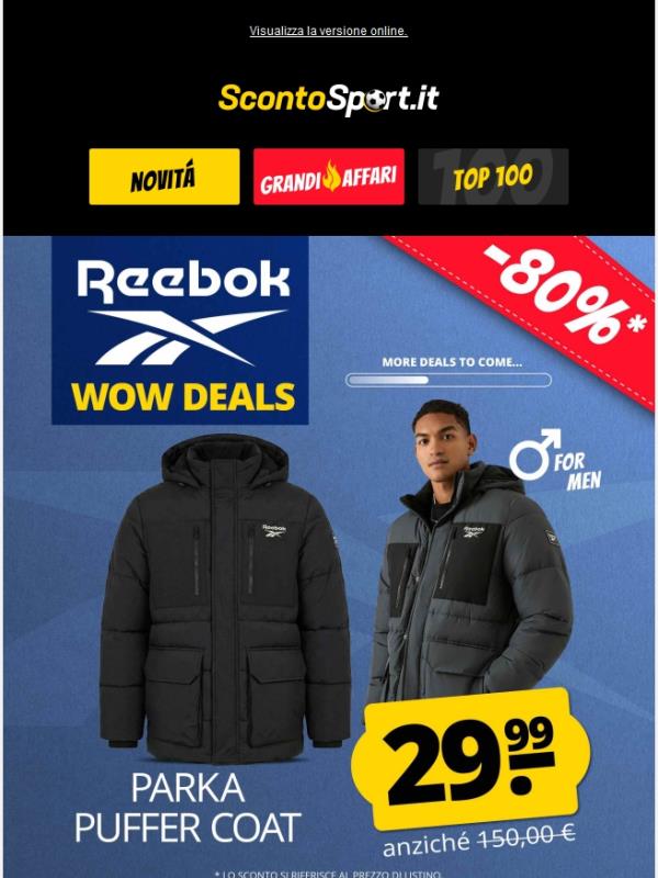 Wow Deal 😱 Cappotto invernale da uomo Reebok a soli 29,99 €