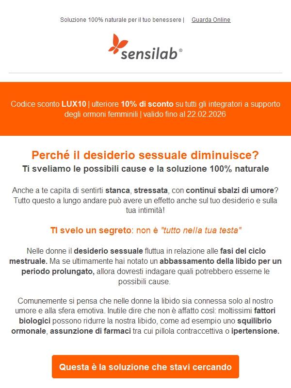 😴Stanchezza, stress,perdita di desiderio?