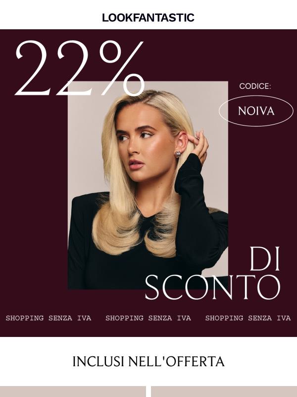 Shopping senza IVA | 22% di sconto