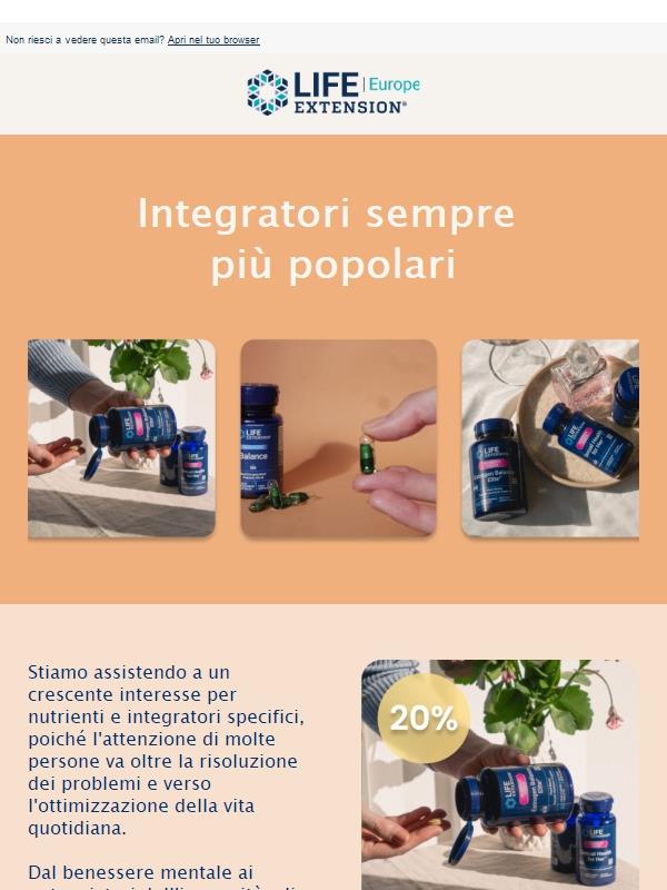 Integratori sempre più popolari