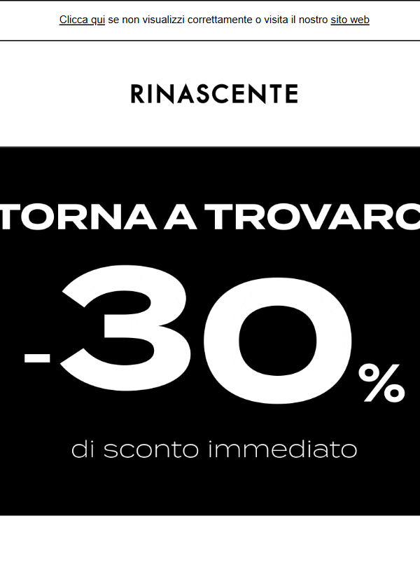 30% di sconto per te, torna a trovarci!
