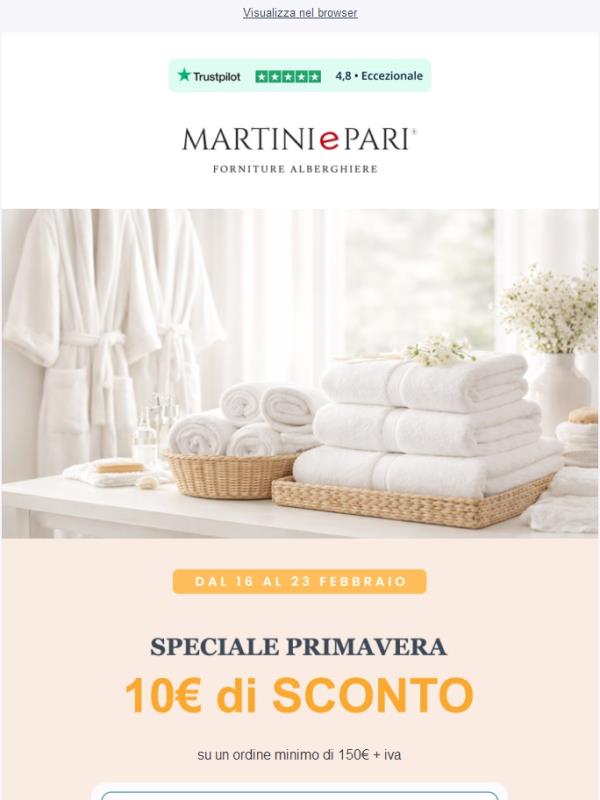 🌸 Speciale Primavera: per te 10€ di sconto con una spesa di €150+iva!