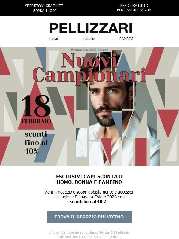 40% di sconto: Campionari P/E 2026