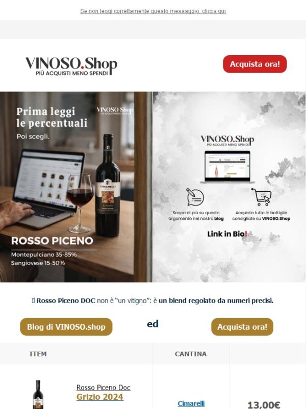 😉 VINOSO | Il Rosso Piceno DOC non è “un vitigno”: è un blend regolato da numeri precisi.