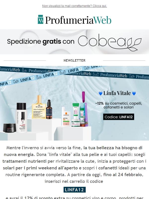 🎭 -12% su Cosmetici, Capelli, Cofanetti e Solari