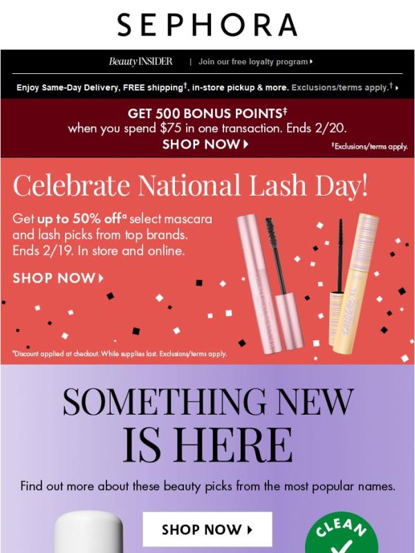 🔹 Up to 50% off 🔹 select mascara & lash picks!