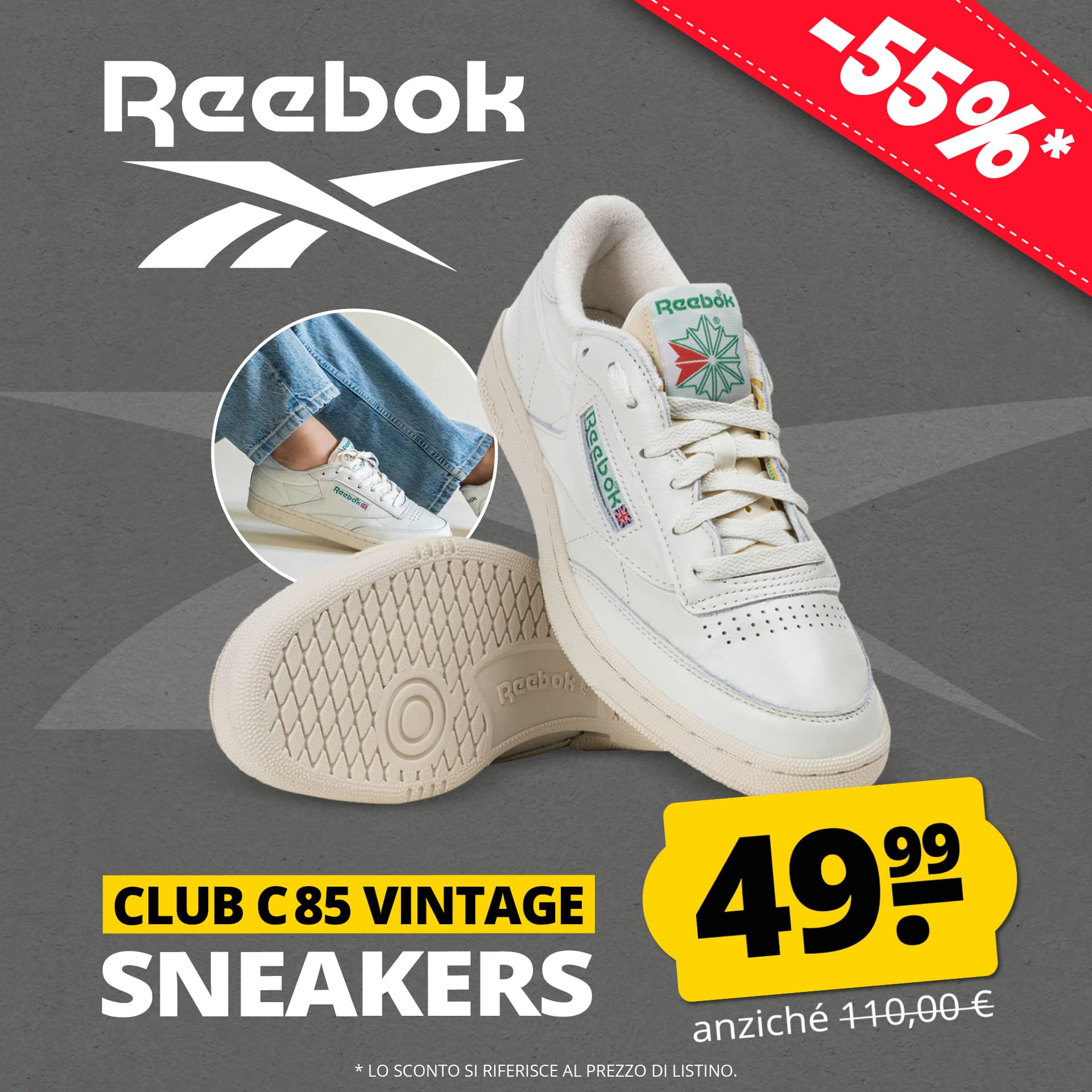 reebok club c85 vintage donna sneakers in pelle