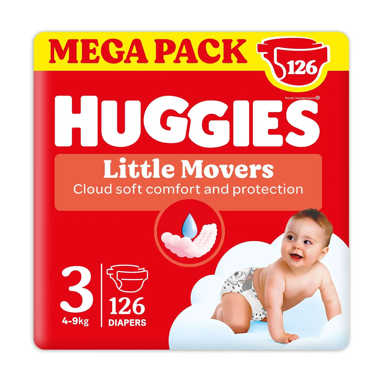 Pannolini Huggies Little Movers Megapack - Taglia 3 - 4-9 Kg - 126 Pezzi