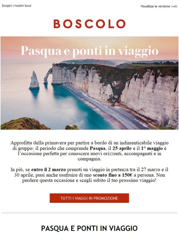 Pasqua e Ponti in viaggio: fino a 150€ di sconto