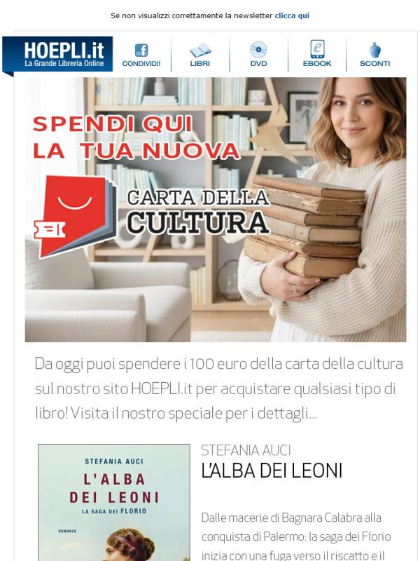 Carta della cultura, da oggi puoi usarla su HOEPLI.it! | Scopri i Best Seller del momento