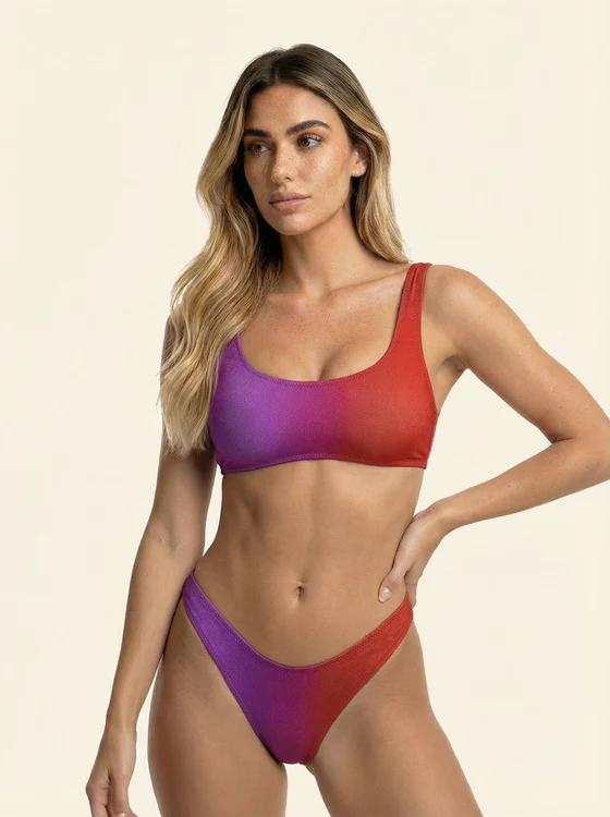 Bikini Donna F**K Top con Slip Americano Fisso Fantasia SW1853-X81