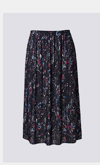 Gonna midi plissettata dal taglio svasato con farfalle e cintura elastica