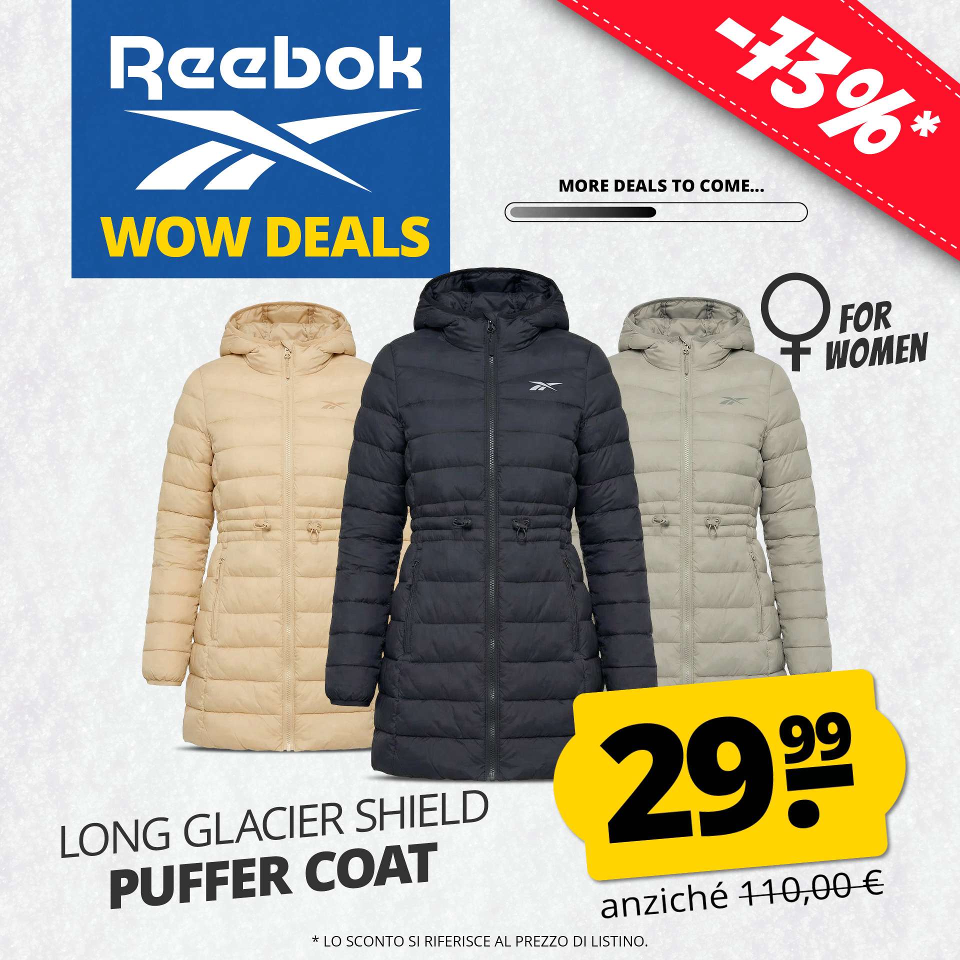 reebok long glacier shield donna cappotto invernale