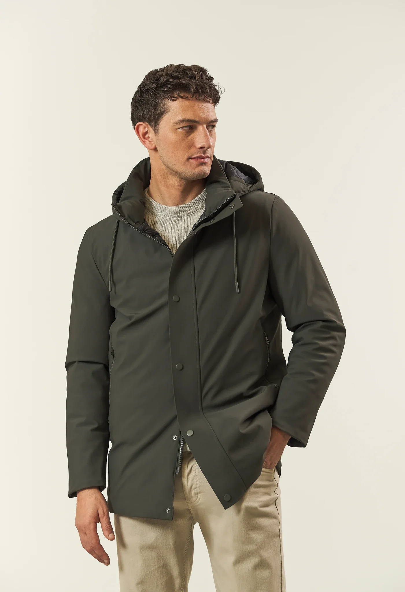 Image of Giaccone tecnico verde militare antivento impermeabile