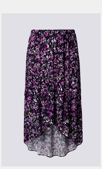 Maxi gonna dal taglio svasato e asimmetrico con fiori e cintura elastica