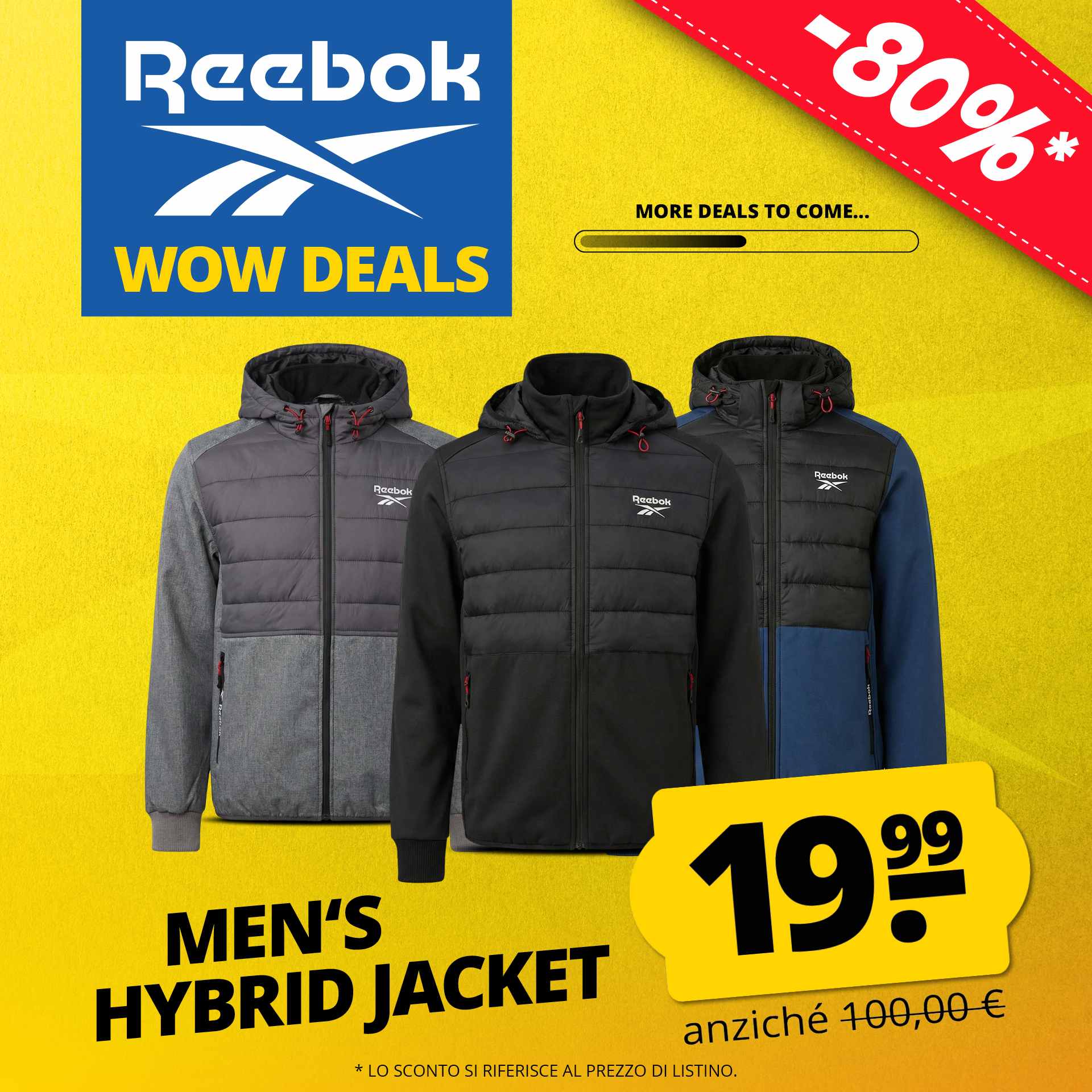 reebok mixed hybrid uomo giacca outdoor