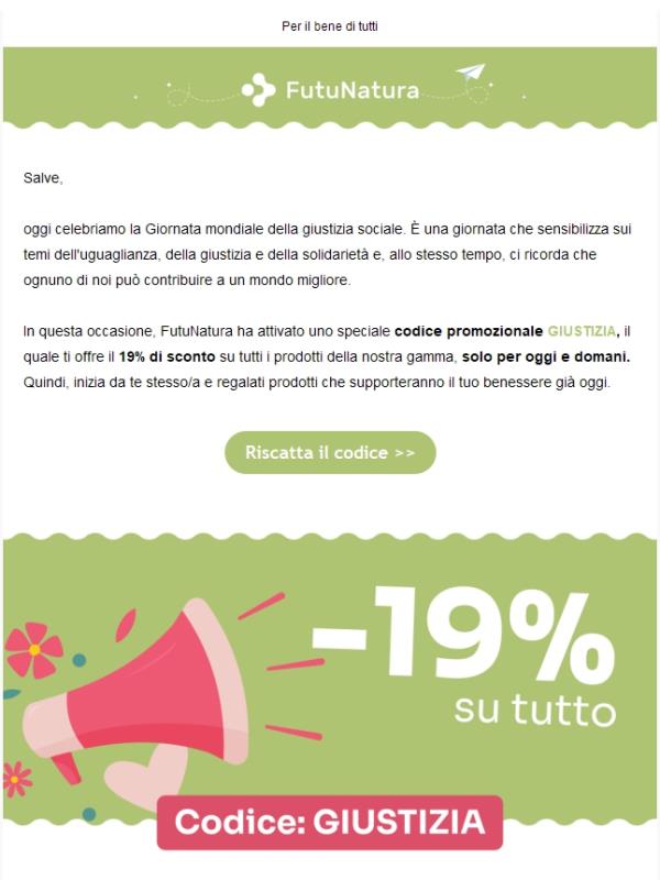 -19% per La Giornata della giustizia sociale ⚖️