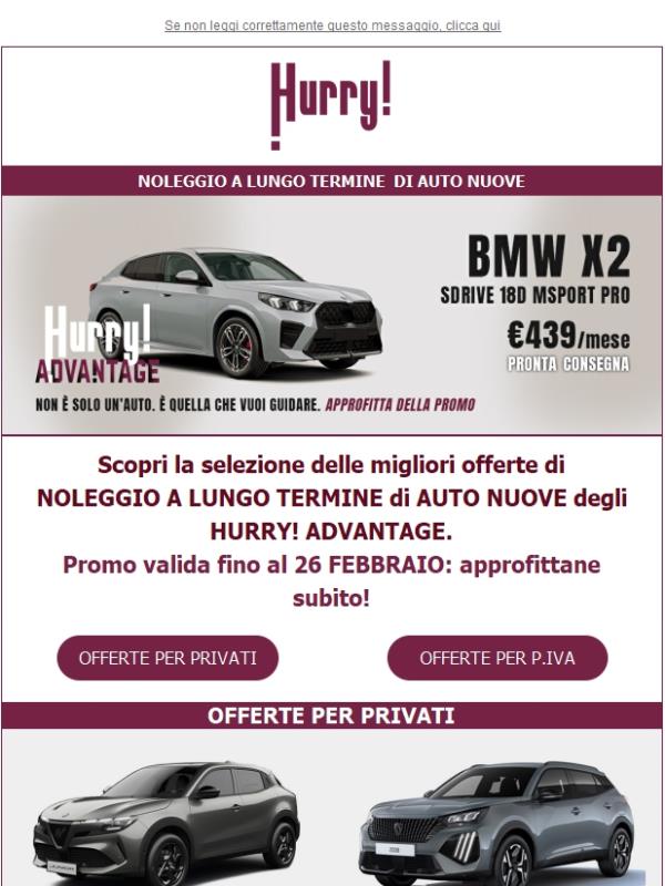 🚘HURRY! Noleggio | Le MIGLIORI OFFERTE della PROMO HURRY! ADVANTAGE🚘 Scopri tutte le auto a noleggio a prezzi SUPER scontati!