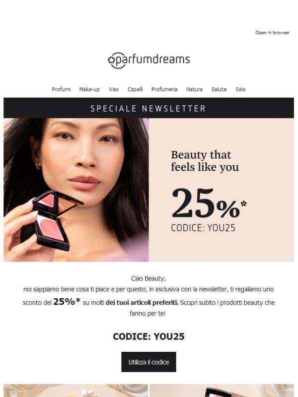 -25%: solo con la newsletter 💌