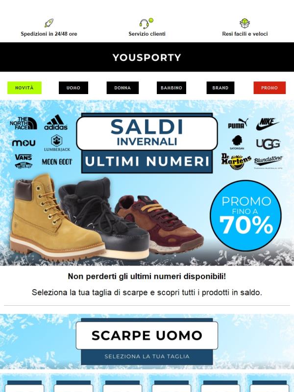 ULTIMI NUMERI: I saldi continuano fino al 70%! 👟🔥 YOUSPORTY.COM