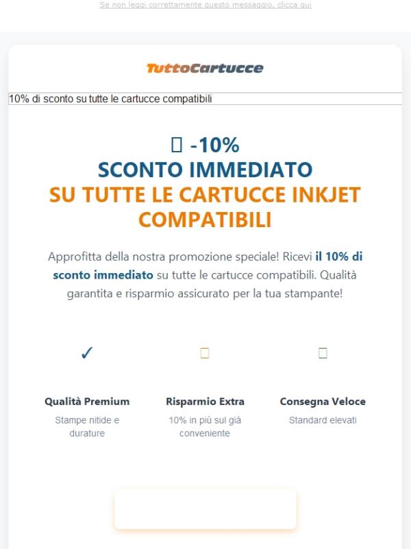 🎉 10% di sconto immediato su tutte le cartucce inkjet compatibili.