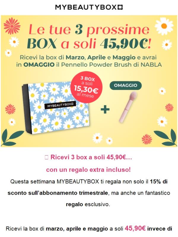 🎁 Solo 45,90€ per 3 mesi di prodotti beauty