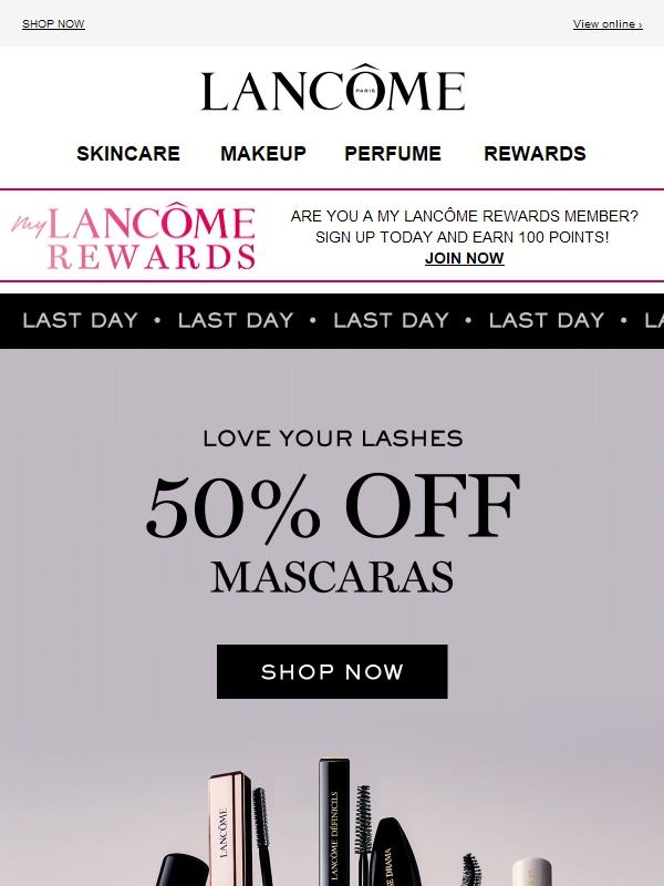 LAST CALL: 50% Off Mascaras!