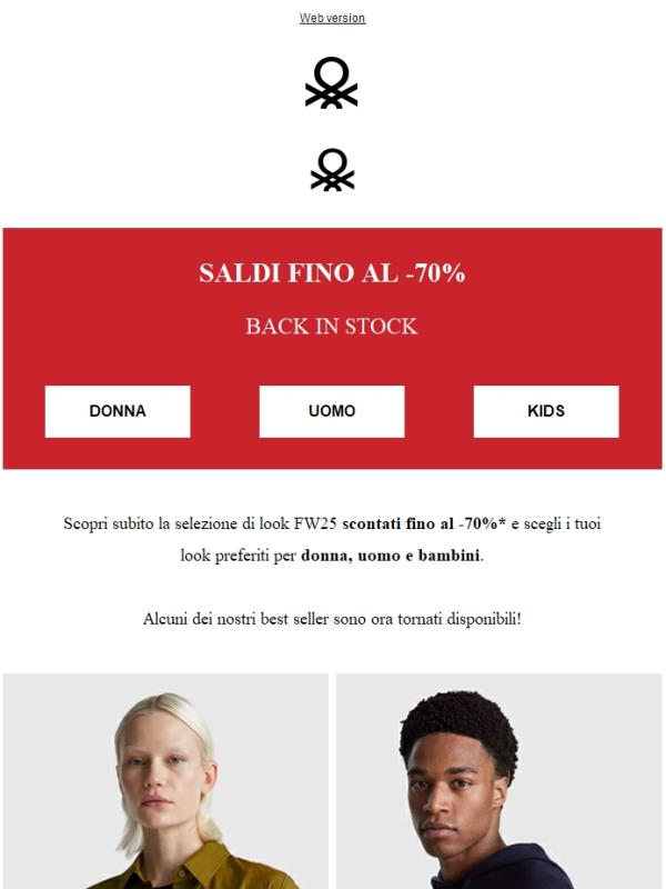 Saldi fino al -70%: back in stock!