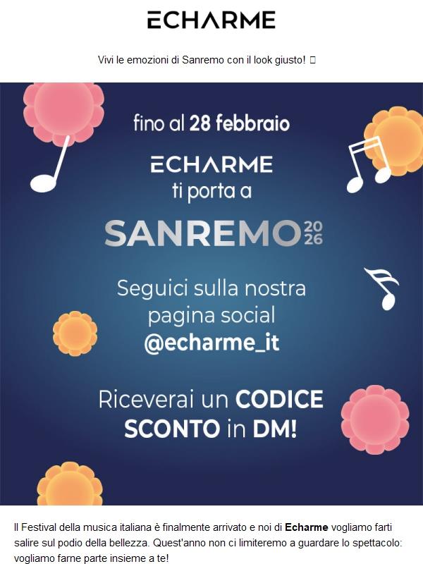 Echarme ti porta a Sanremo 2026: c'è un regalo per te! 🎶