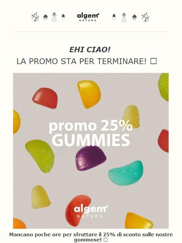 Mancano poche ore! -25% su tutte le gommose 🍬