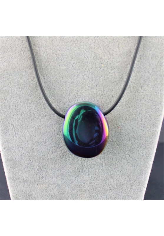 Image of Ciondolo Goccia Aqua Aura Oro Titanio Burattato Minerali Cristallo Reiki Chakra