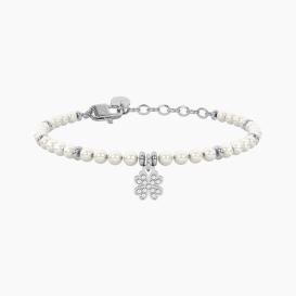 STYLE 34 Bracciale con perle conchiglia e ciondolo a forma di quadrifoglio con cristalli STYLE 34 Bracciale con perle conchiglia e ciondolo a forma di quadrifoglio con cristalli