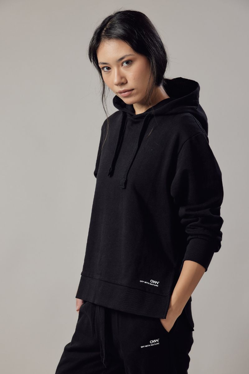 Felpa con Cappuccio e Spacchi Laterali