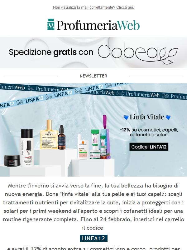 🌿 C'è ancora il -12% su Cosmetici, Capelli, Cofanetti e Solari