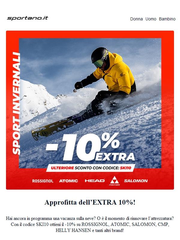 Promozione invernale! Top brand di sci e snowboard al -10%!