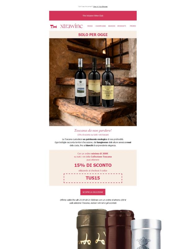 24 ORE FLASH: Vini Toscani scontati del 15%