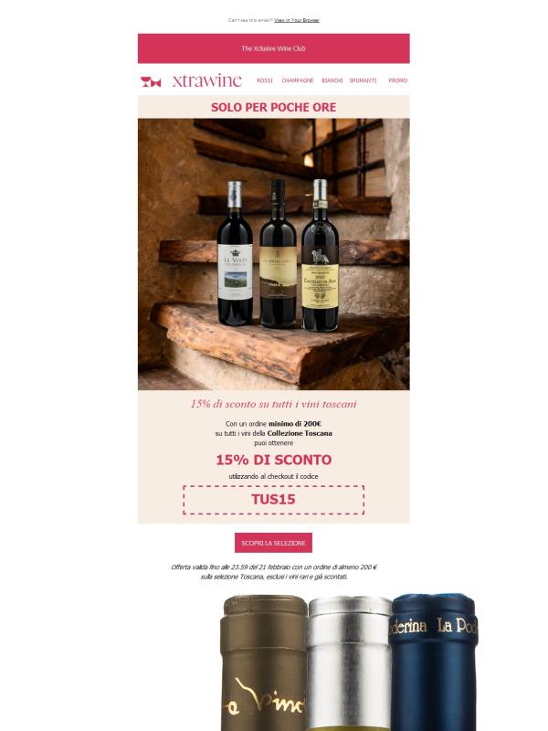 ULTIME ORE: Vini Toscani scontati del 15%